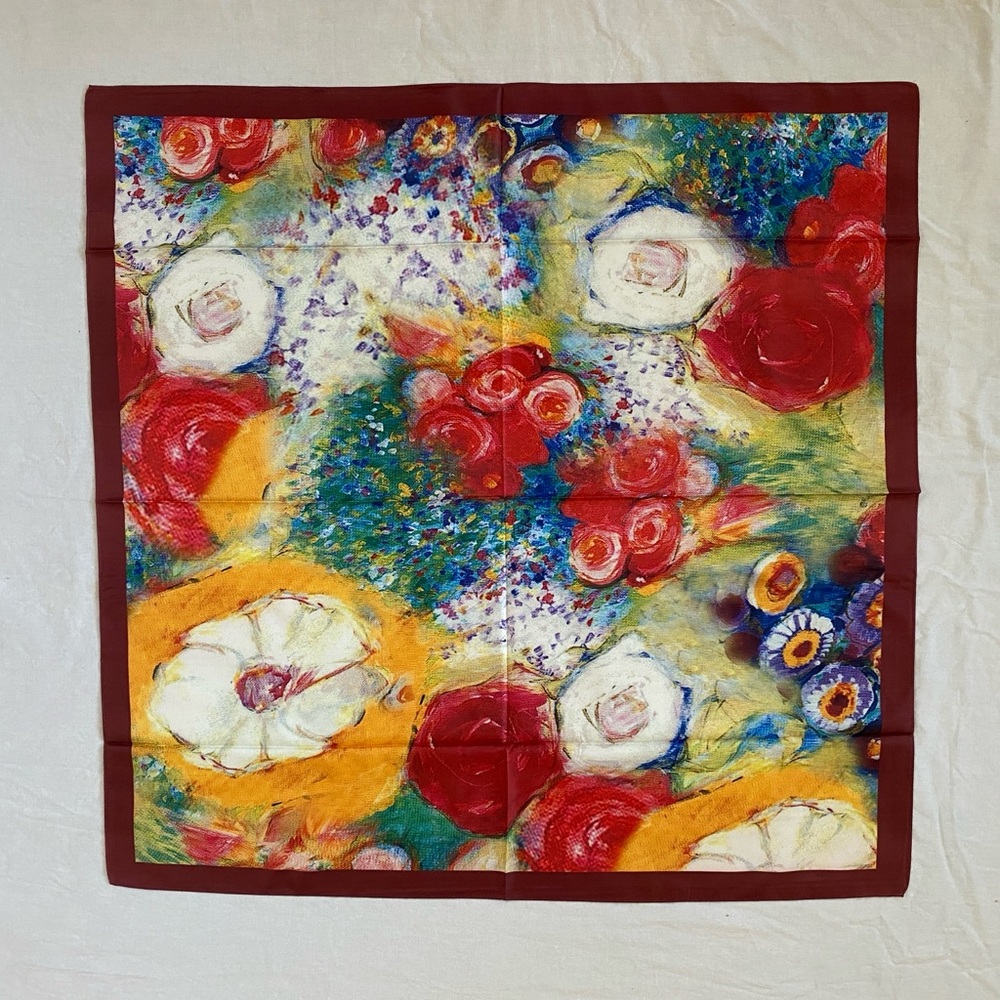Vibrant Artistic Silk Floral Scarf Wrap Sarong - Picture 8 of 10